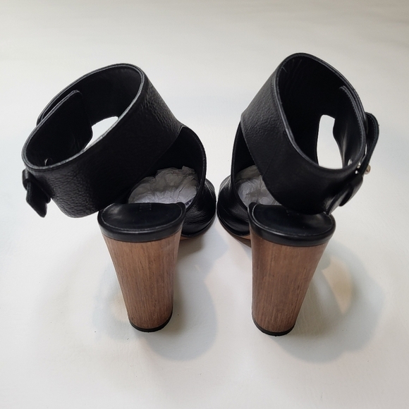 Vince Addie high heels black leather block chunky heel ankle strap shoes size 7 - Picture 4 of 14